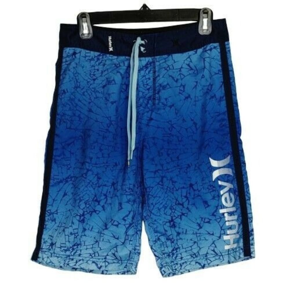 Hurley Ombre Blue Board Shorts Size 28 Drawstring